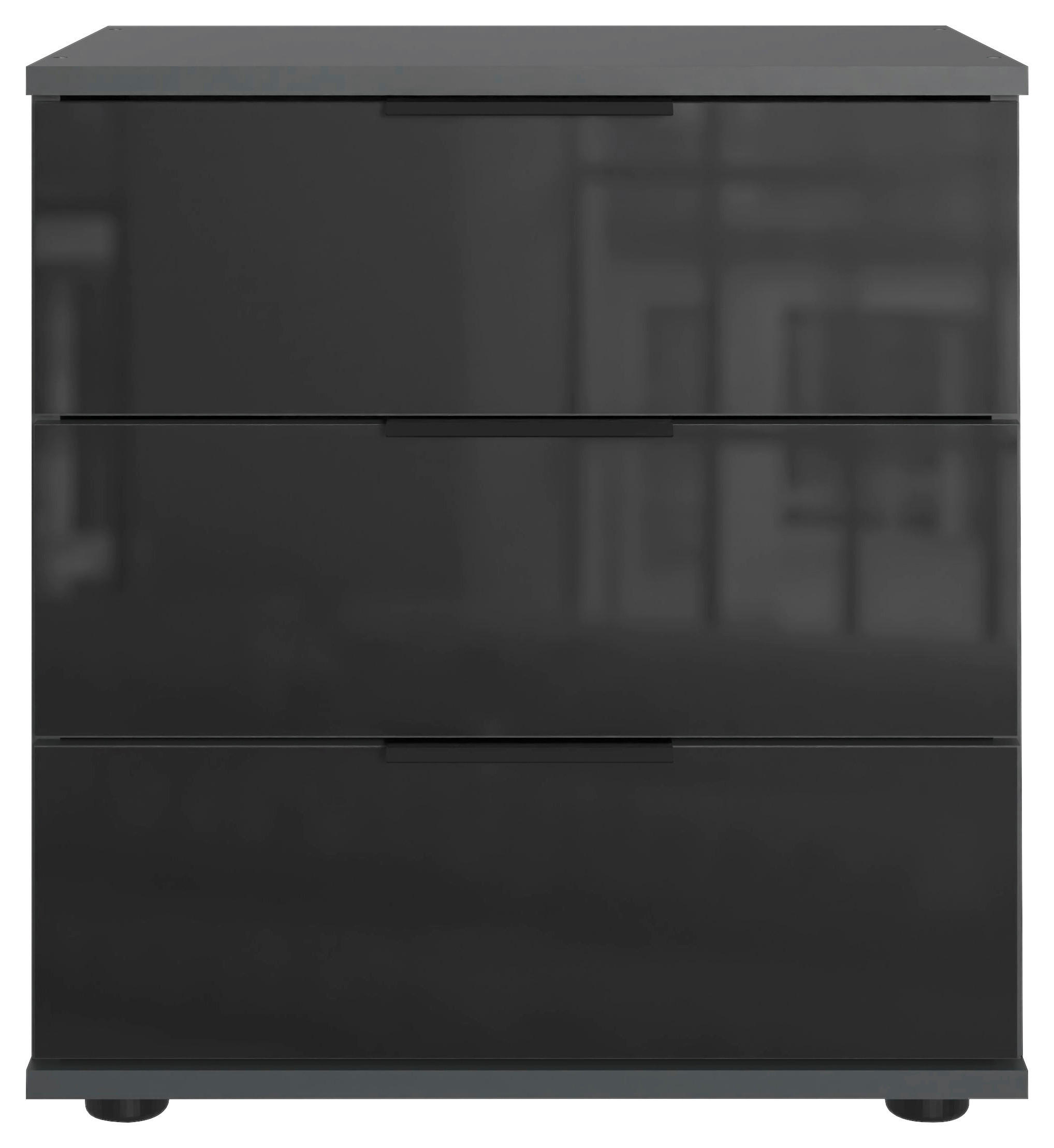 NACHTSCHRANK 52/58/38 cm  - Schwarz/Graphitfarben, KONVENTIONELL, Glas/Holzwerkstoff (52/58/38cm) - Boxxx