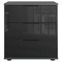 NACHTSCHRANK 52/58/38 cm  - Schwarz/Graphitfarben, KONVENTIONELL, Glas/Holzwerkstoff (52/58/38cm) - Boxxx