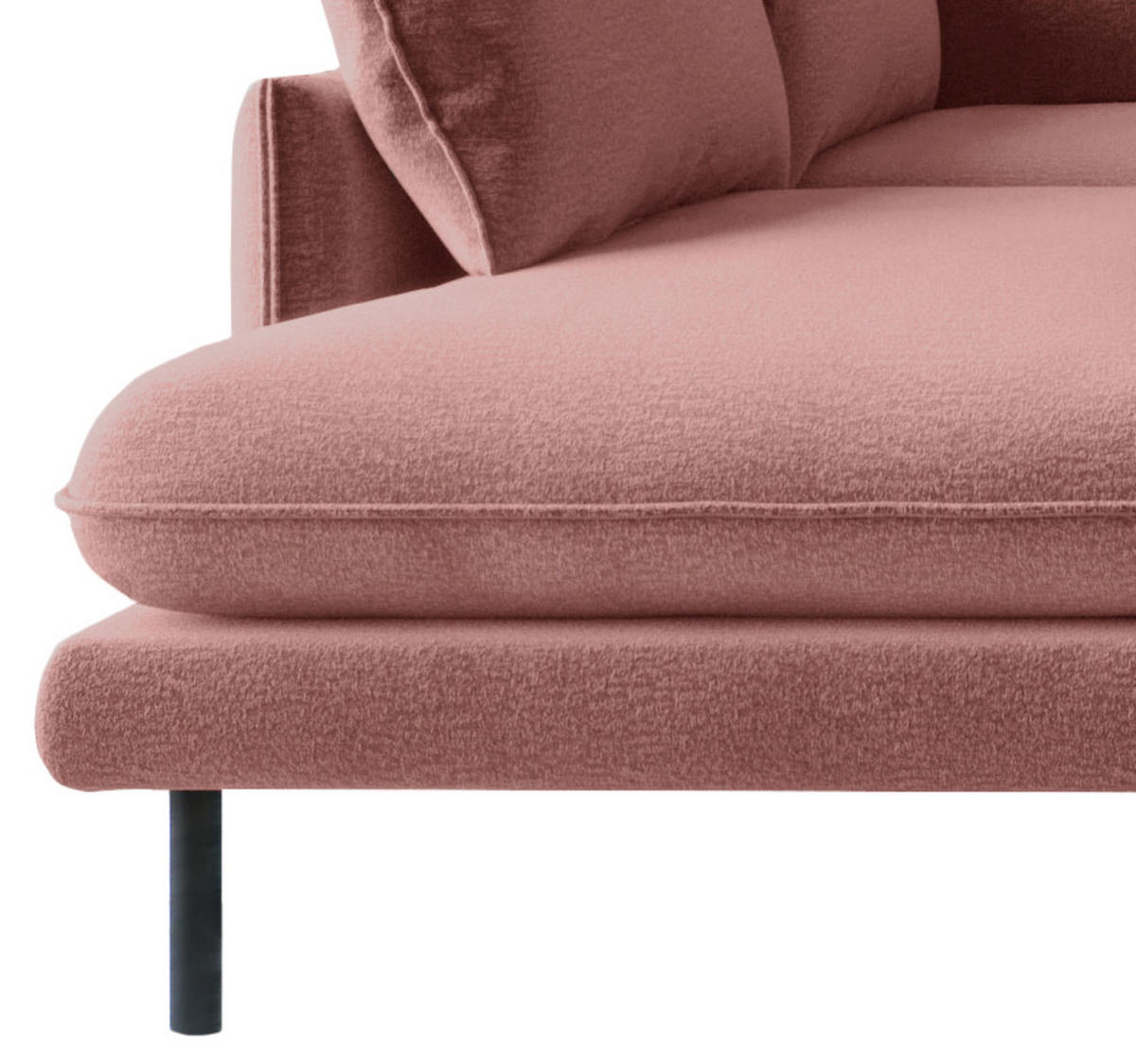 ECKSOFA in Flachgewebe Altrosa  - Altrosa/Schwarz, Design, Textil/Metall (204/267cm) - Livetastic
