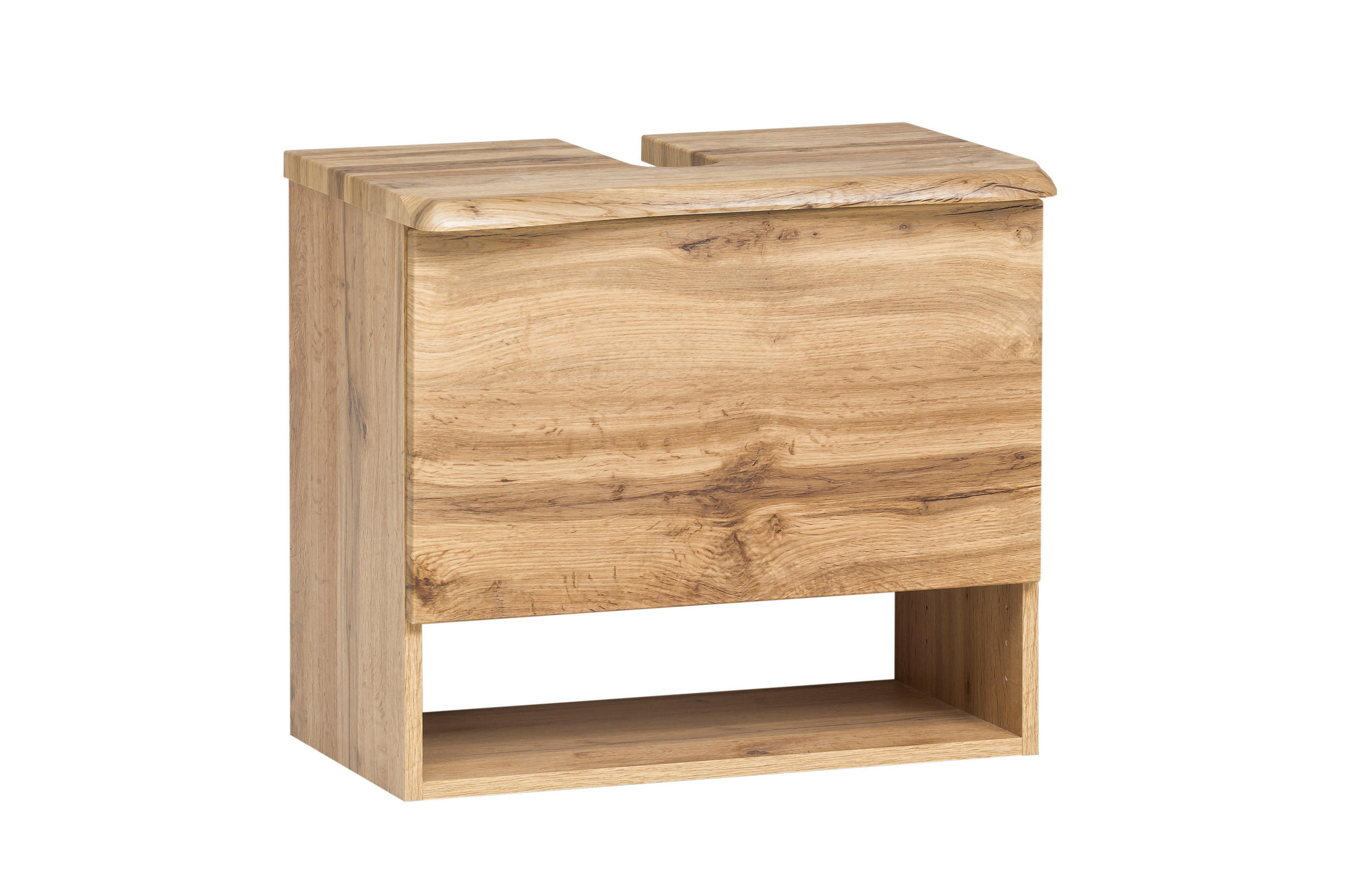 WASCHTISCHUNTERSCHRANK  - Eiche Wotan/Silberfarben, Natur, Holzwerkstoff/Kunststoff (61/55/40cm) - Xora