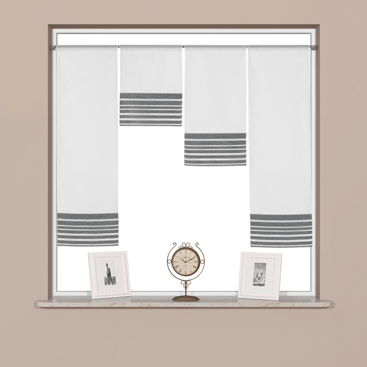 KURZGARDINENSET   120/100 cm   - Anthrazit/Weiß, Basics, Textil (120/100cm)