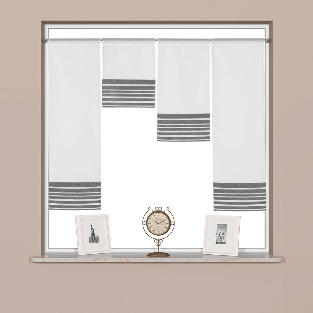 Thumbnail - Xxxl Kurzgardinenset, Anthrazit, Grau, Weiß, Textil, Graphik, 120x100 cm, Oeko-Tex® Standard 100, mit Beschwerungsstab, ...