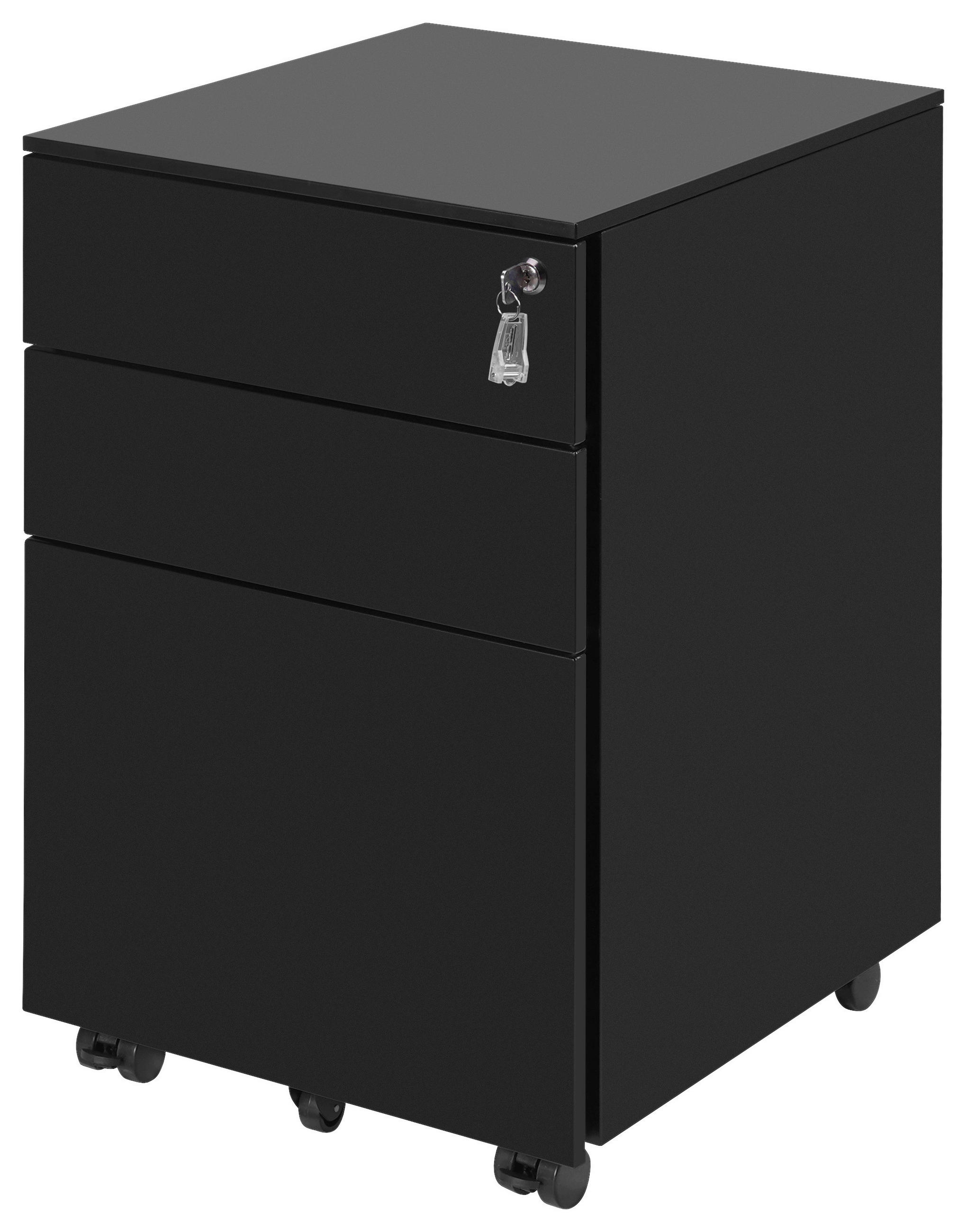 ROLLCONTAINER 39/60/45 cm  - Schwarz, KONVENTIONELL, Kunststoff/Metall (39/60/45cm) - Novel