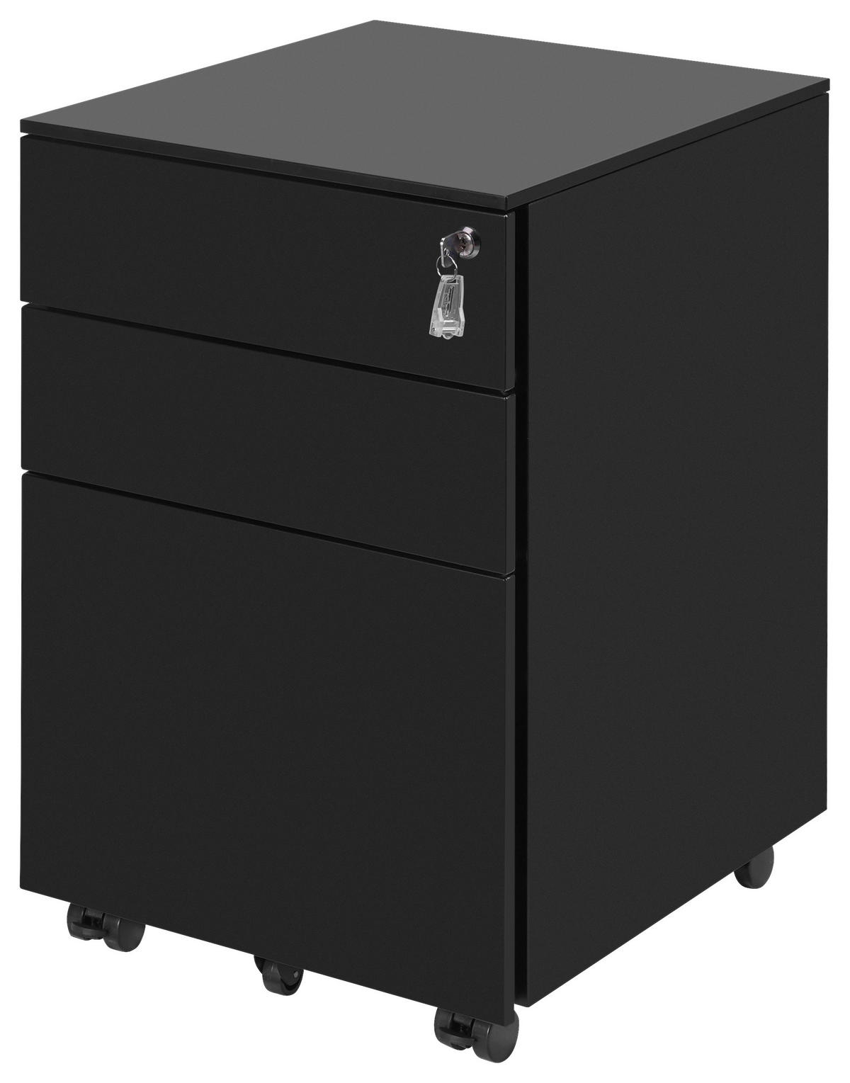 ROLLCONTAINER 39/60/45 cm  - Schwarz, KONVENTIONELL, Kunststoff/Metall (39/60/45cm) - Novel