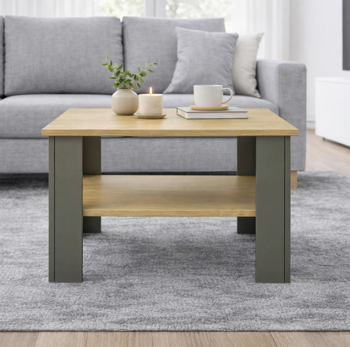 KONFERENČNÍ STOLEK, antracitová, medový dub, kompozitní dřevo, 55/55/44 cm - antracitová/medový dub, Design, kompozitní dřevo (55/55/44cm) - Livetastic