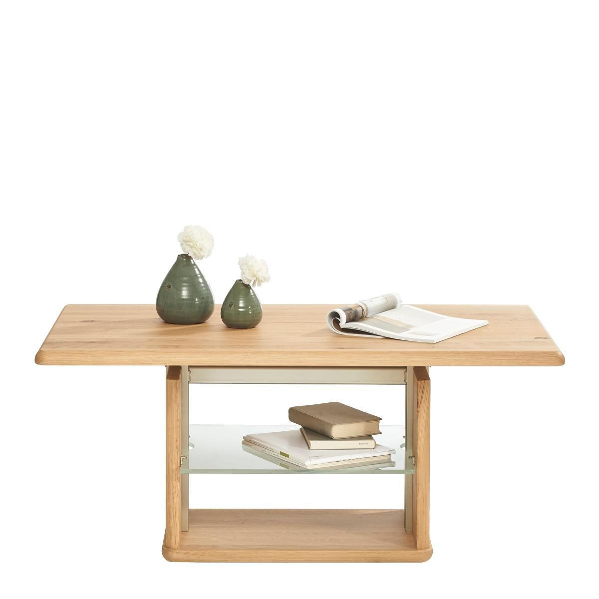 COUCHTISCH Wildeiche massiv ESG 110/65/50-69 cm rechteckig Wildeiche  - Wildeiche, Design, Glas/Holz (110/65/50-69cm) - Venda