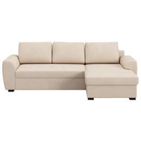 ECKSOFA Chenille Naturfarben  - Schwarz/Naturfarben, Trend, Kunststoff/Textil (253/154cm) - MID.YOU