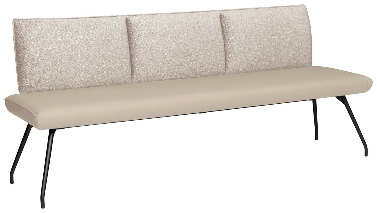 SITZBANK 200/91/60 cm Webstoff, Mikrofaser Schwarz, Beige, Hellbraun  - Hellbraun/Beige, Design, Textil/Metall (200/91/60cm) - Moderano