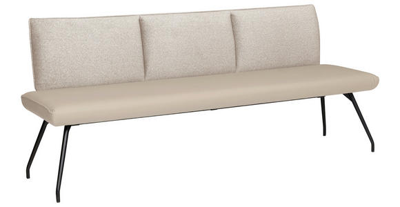 SITZBANK 220/88/62 cm  in Schwarz, Beige, Hellbraun  - Hellbraun/Beige, Design, Textil/Metall (220/88/62cm) - Moderano