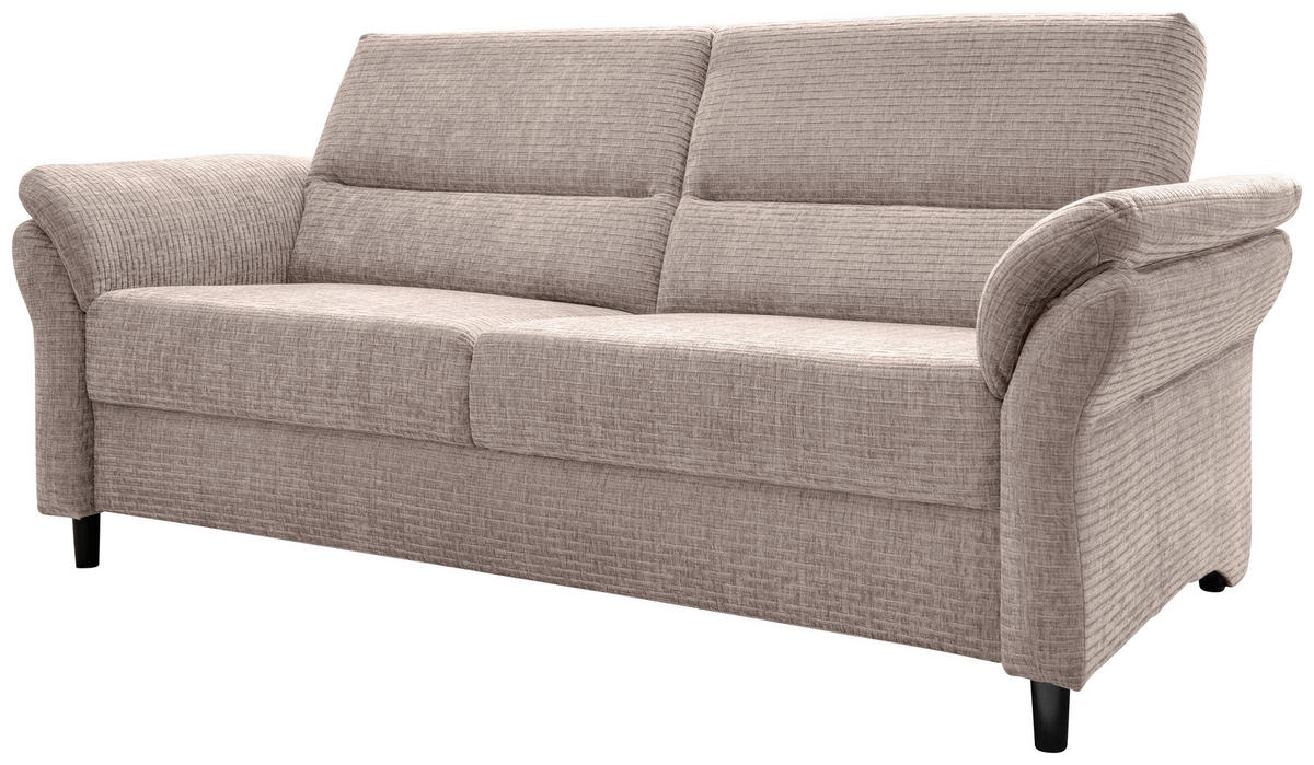 3-SITZER-SOFA in Mikrofaser Beige  - Beige/Schwarz, Modern, Holz/Textil (192/90/89cm) - Livetastic
