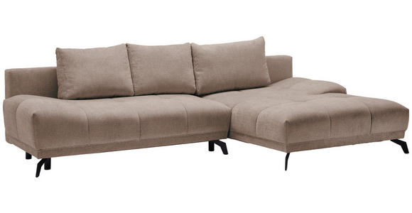 ECKSOFA Hellbraun Chenille  - Hellbraun/Schwarz, MODERN, Textil/Metall (290/182cm) - Hom`in