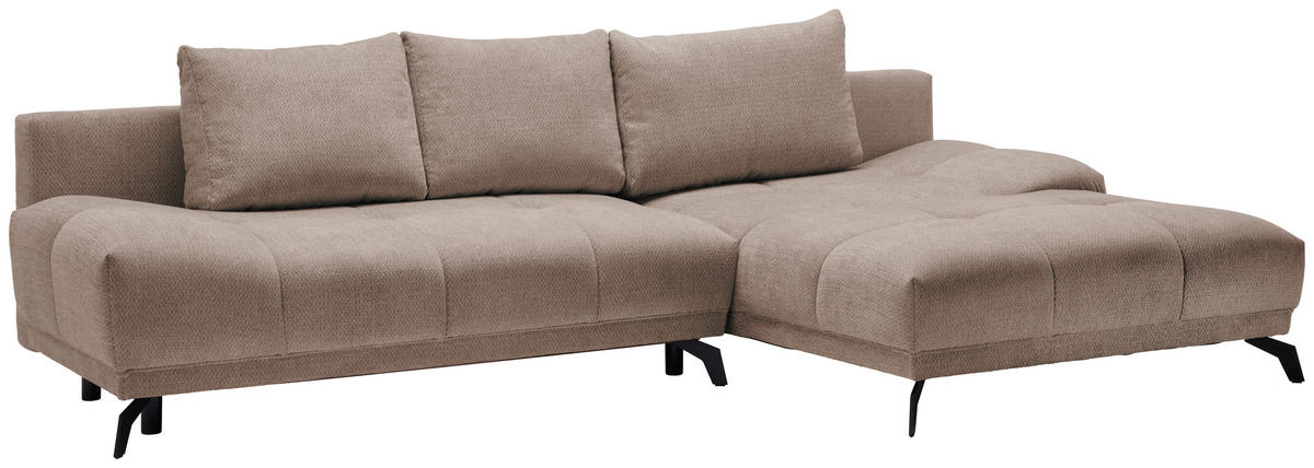 ECKSOFA in Chenille Hellbraun  - Hellbraun/Schwarz, Modern, Textil/Metall (290/182cm) - Hom`in
