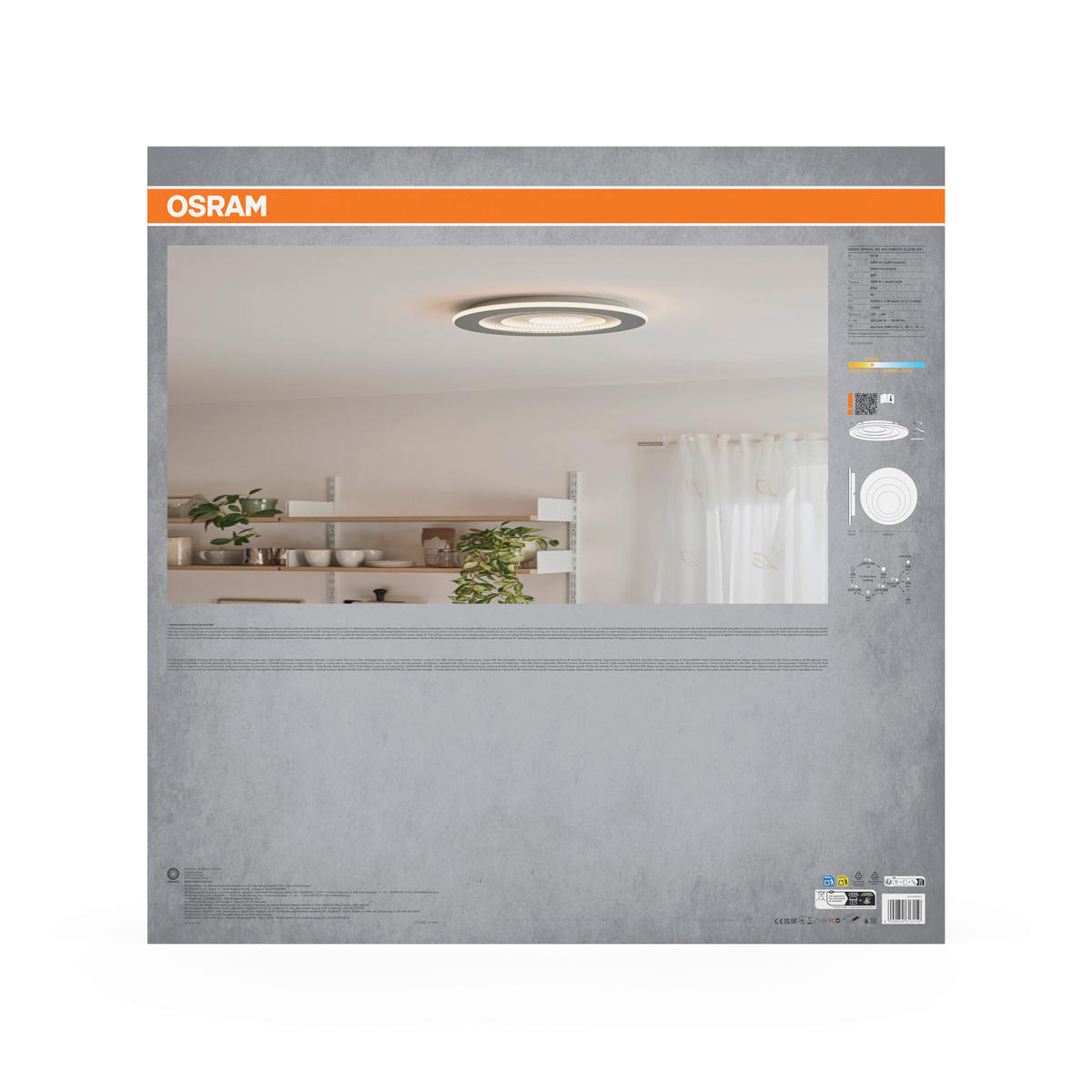 LED-DECKENLEUCHTE Orbis Spiral 68,5/5,6 cm   - Grau, Design, Kunststoff/Metall (68,5/5,6cm) - Osram