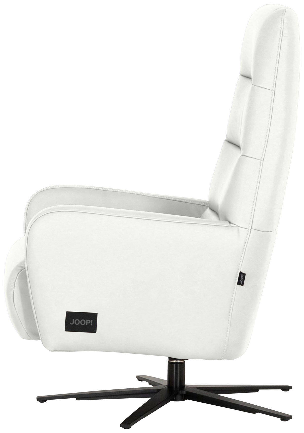 RELAXSESSEL Leder Weiss  - Weiss/Schwarz, Modern, Leder/Metall (66/110/83cm) - Joop!