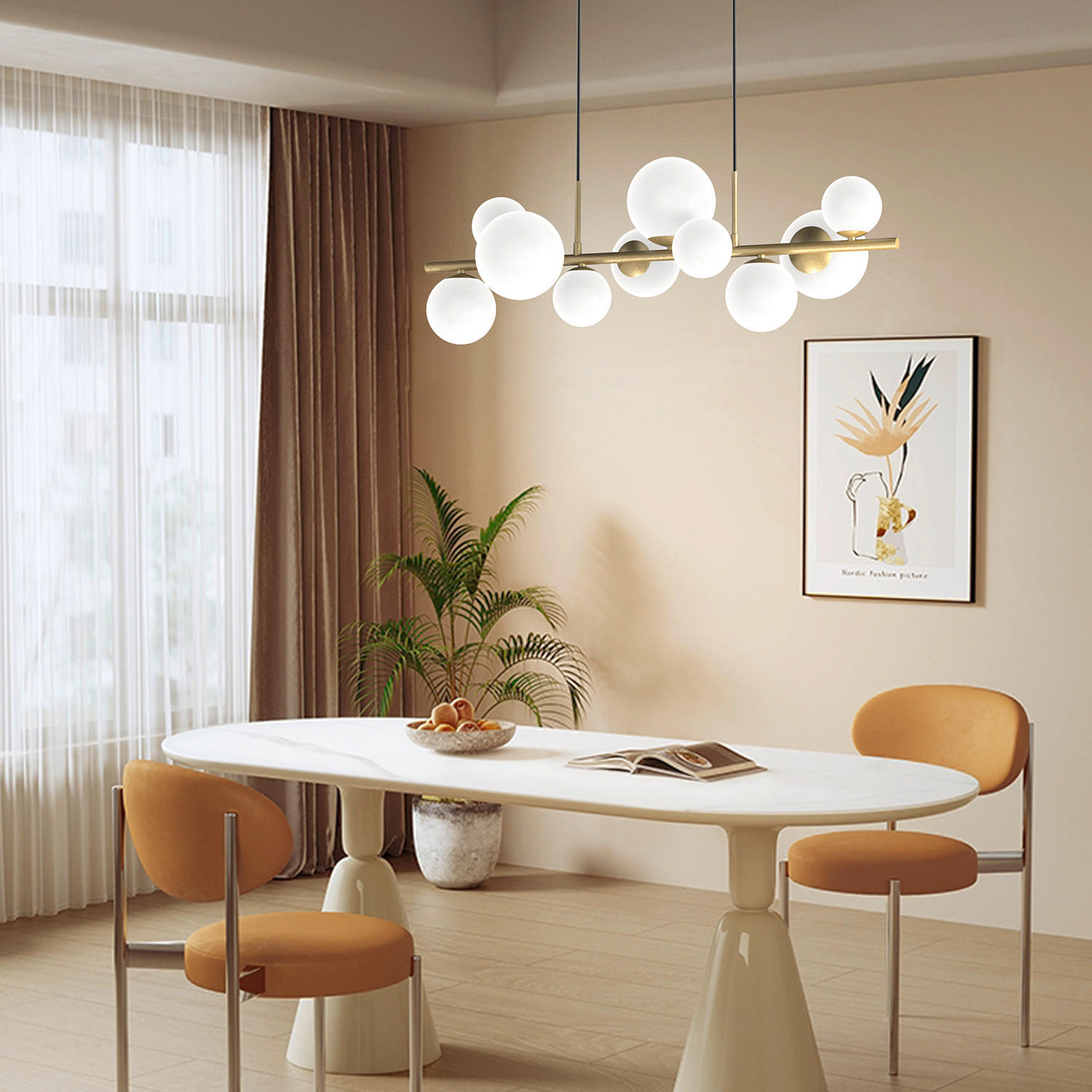 PENDELLEUCHTE PALOMA 86/33/150 cm   - Goldfarben, Design, Glas/Metall (86/33/150cm)