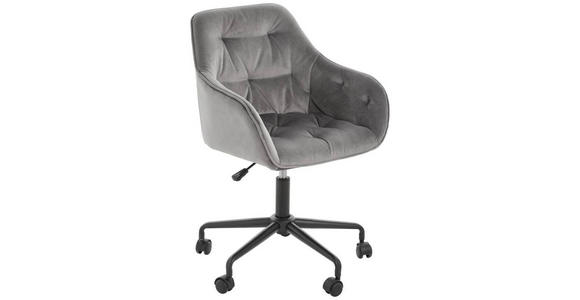 DREHSTUHL in Samt Schwarz, Dunkelgrau - Dunkelgrau/Schwarz, Trend, Kunststoff/Textil (59/92/58,5cm) - Carryhome