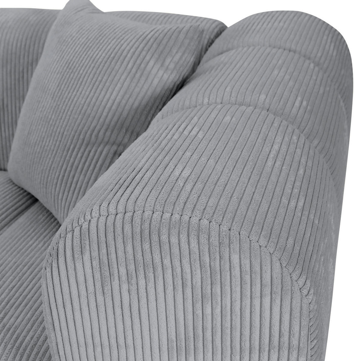 ECKSOFA Hellgrau Cord Zierkissen, Rücken echt  - Hellgrau/Schwarz, KONVENTIONELL, Kunststoff/Textil (162/250cm) - Carryhome