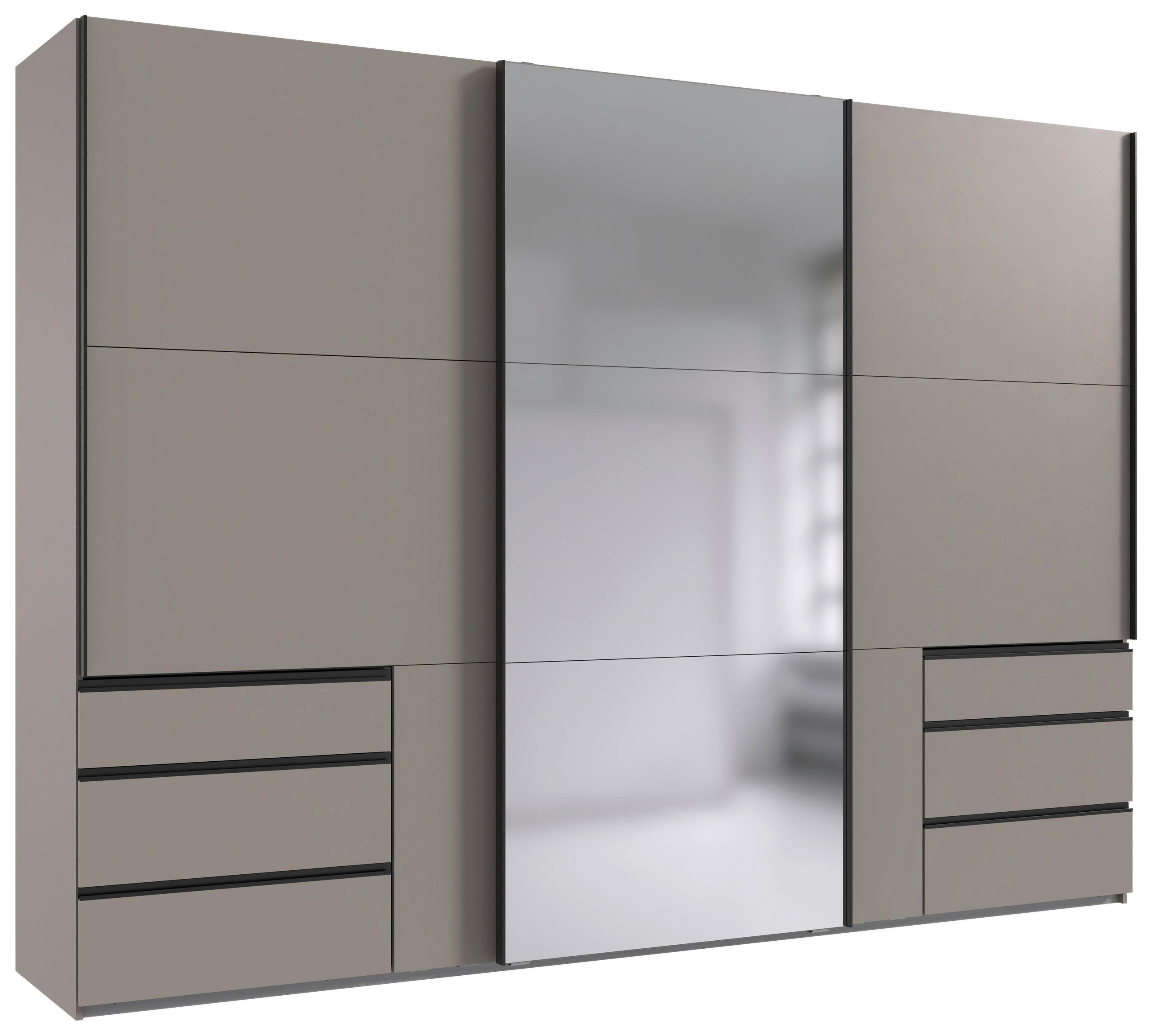 SCHWEBETÜRENSCHRANK 300/216/65 cm 3-türig Sahara  - Schwarz/Sahara, MODERN, Glas/Holzwerkstoff (300/216/65cm) - MID.YOU