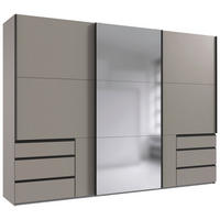 SCHWEBETÜRENSCHRANK 300/216/65 cm 3-türig Sahara  - Schwarz/Sahara, MODERN, Glas/Holzwerkstoff (300/216/65cm) - MID.YOU