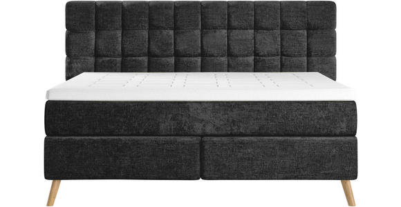 BOXSPRINGBETT 180/200 cm  in Schwarz  - Eichefarben/Schwarz, Design, Holz/Textil (180/200cm) - Esposa