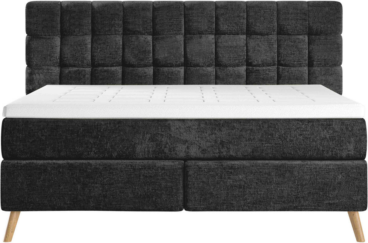 BOXSPRINGBETT 160/200 cm  in Schwarz  - Eichefarben/Schwarz, Design, Holz/Textil (160/200cm) - Esposa
