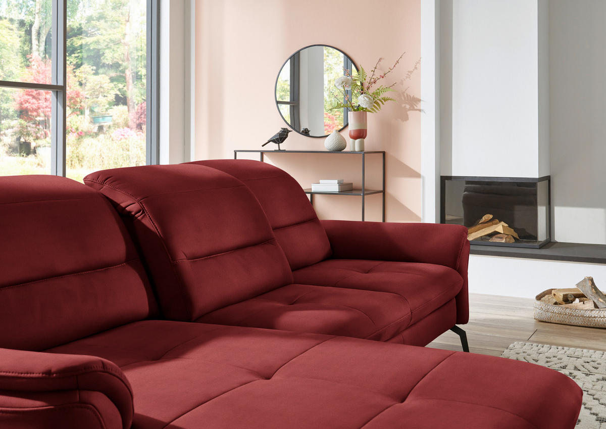 ECKSOFA in Flachgewebe Rot  - Rot/Schwarz, Konventionell, Textil/Metall (181/260cm) - Beldomo Speed
