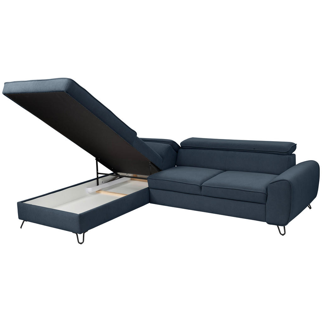 Thumbnail - Stylife Ecksofa Idylla, Dunkelblau, Textil, 4-Sitzer, Ottomane links, L-Form, 250x200 cm, Stoffauswahl, seitenverkehrt e...