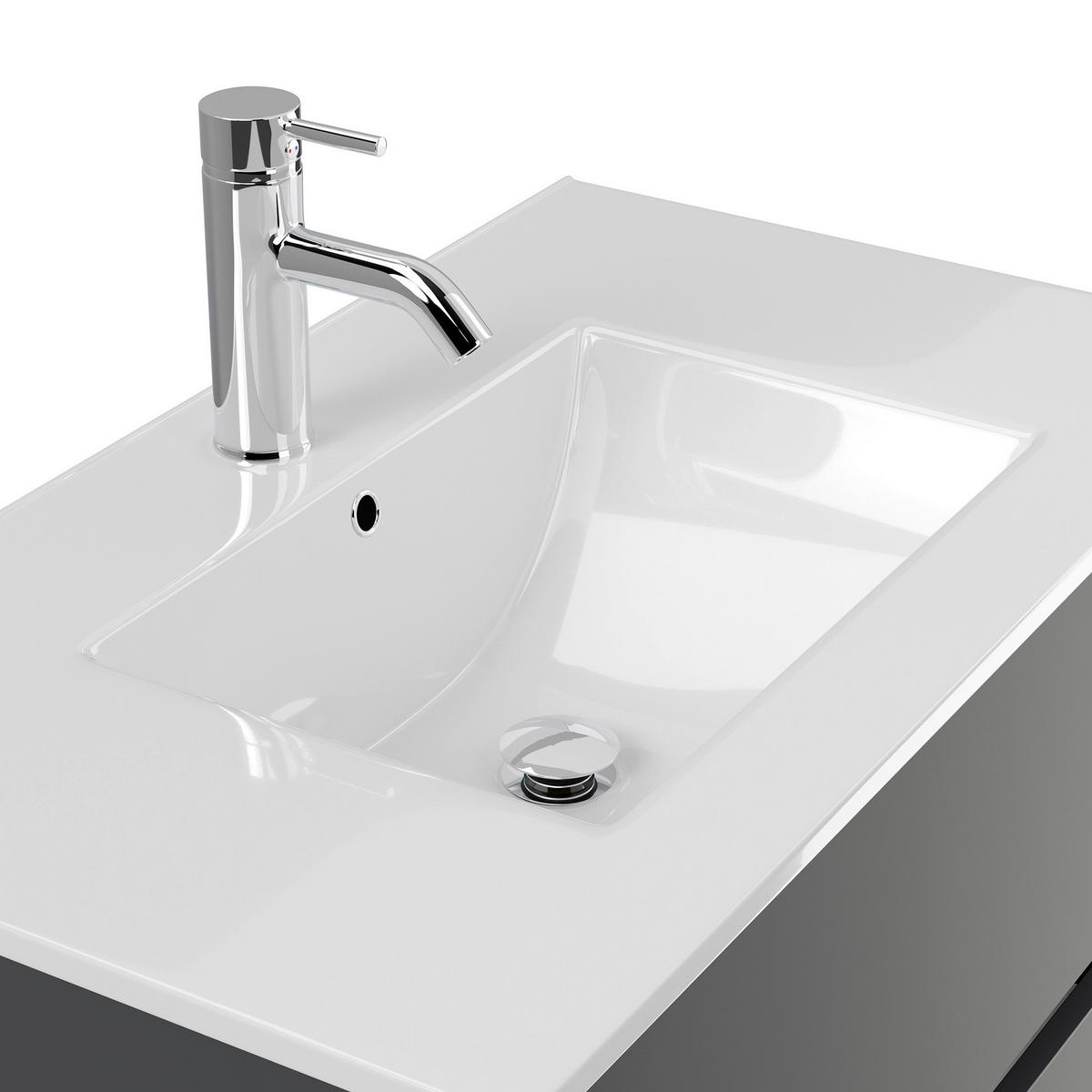 BADEZIMMER 2-teilig  in 80 cm  - Graphitfarben/Weiß, Basics, Keramik/Holzwerkstoff (80cm) - MID.YOU