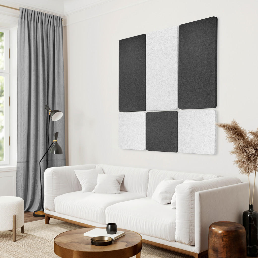 Thumbnail - Akustikpaneel, Anthrazit, Kunststoff, 45x90x2.4 cm, Grüner Punkt, Montage ohne Bohren, Tapeten & Wandverkleidungen, Akus...