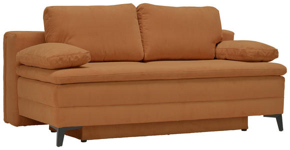 BOXSPRINGSOFA Cord Rostfarben - Rostfarben/Schwarz, Design, Textil/Metall (200/100/108cm) - Novel