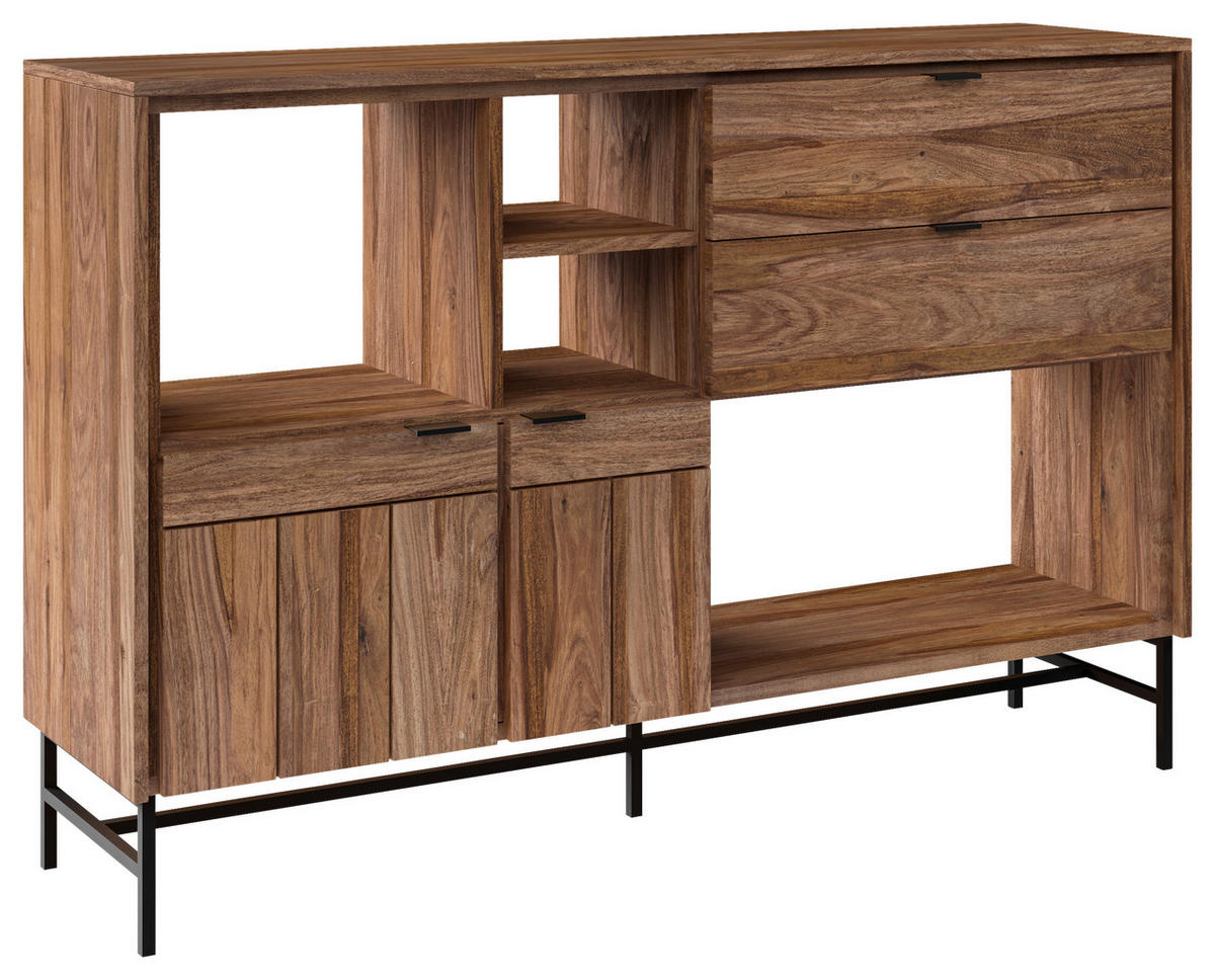 SIDEBOARD  in 140/93/38 cm  - Schwarz/Braun, Design, Holz/Metall (140/93/38cm) - Carryhome