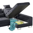 ECKSOFA in Flachgewebe Schwarz  - Schwarz, Design, Textil/Metall (260/188cm) - Hom`in