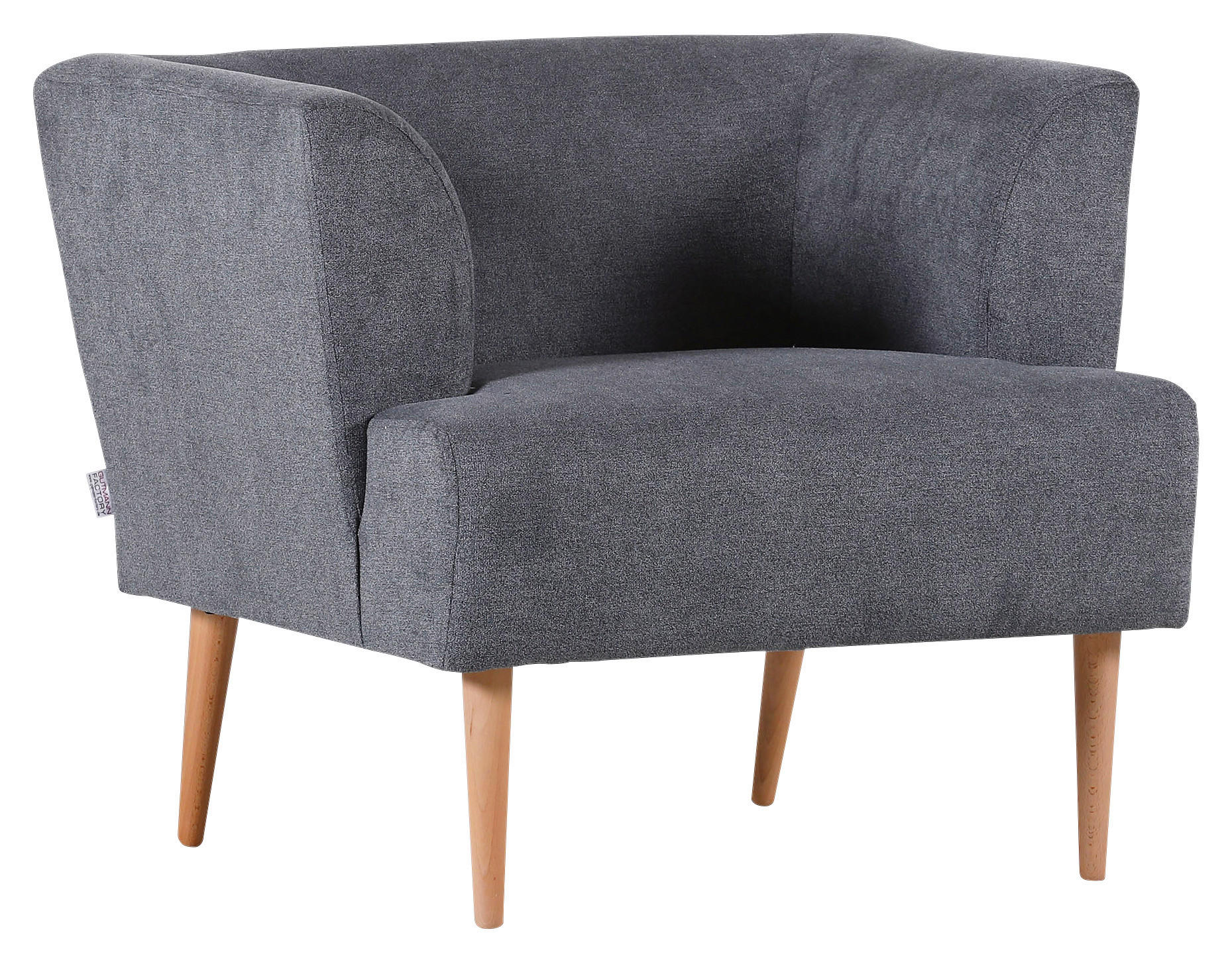 SESSEL Flachgewebe Dunkelgrau    - Dunkelgrau/Buchefarben, Design, Holz/Textil (85/71/80cm) - Hom`in