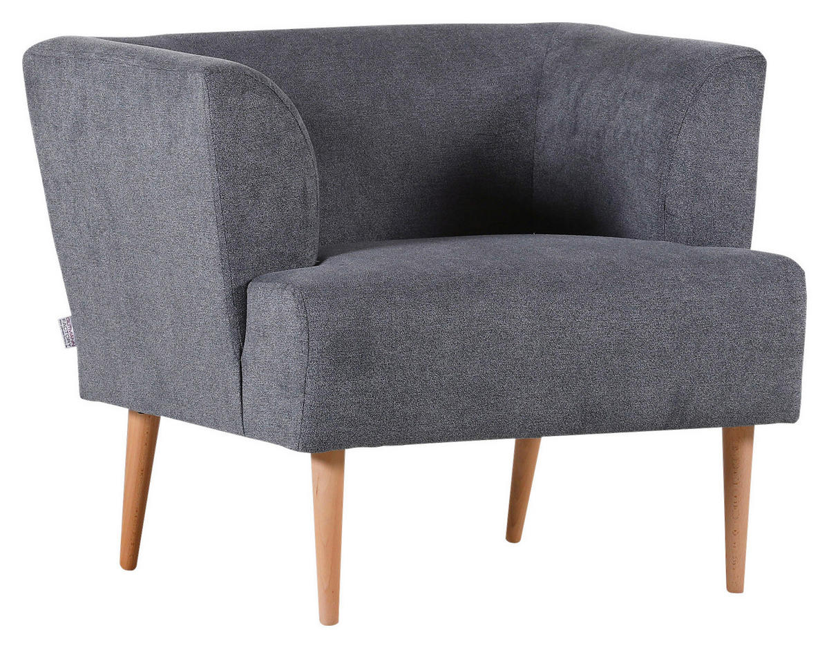 SESSEL Flachgewebe Dunkelgrau    - Dunkelgrau/Buchefarben, Design, Holz/Textil (85/71/80cm) - Hom`in