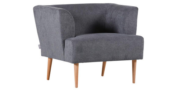 SESSEL Flachgewebe Dunkelgrau    - Dunkelgrau/Buchefarben, Design, Holz/Textil (85/71/80cm) - Hom`in