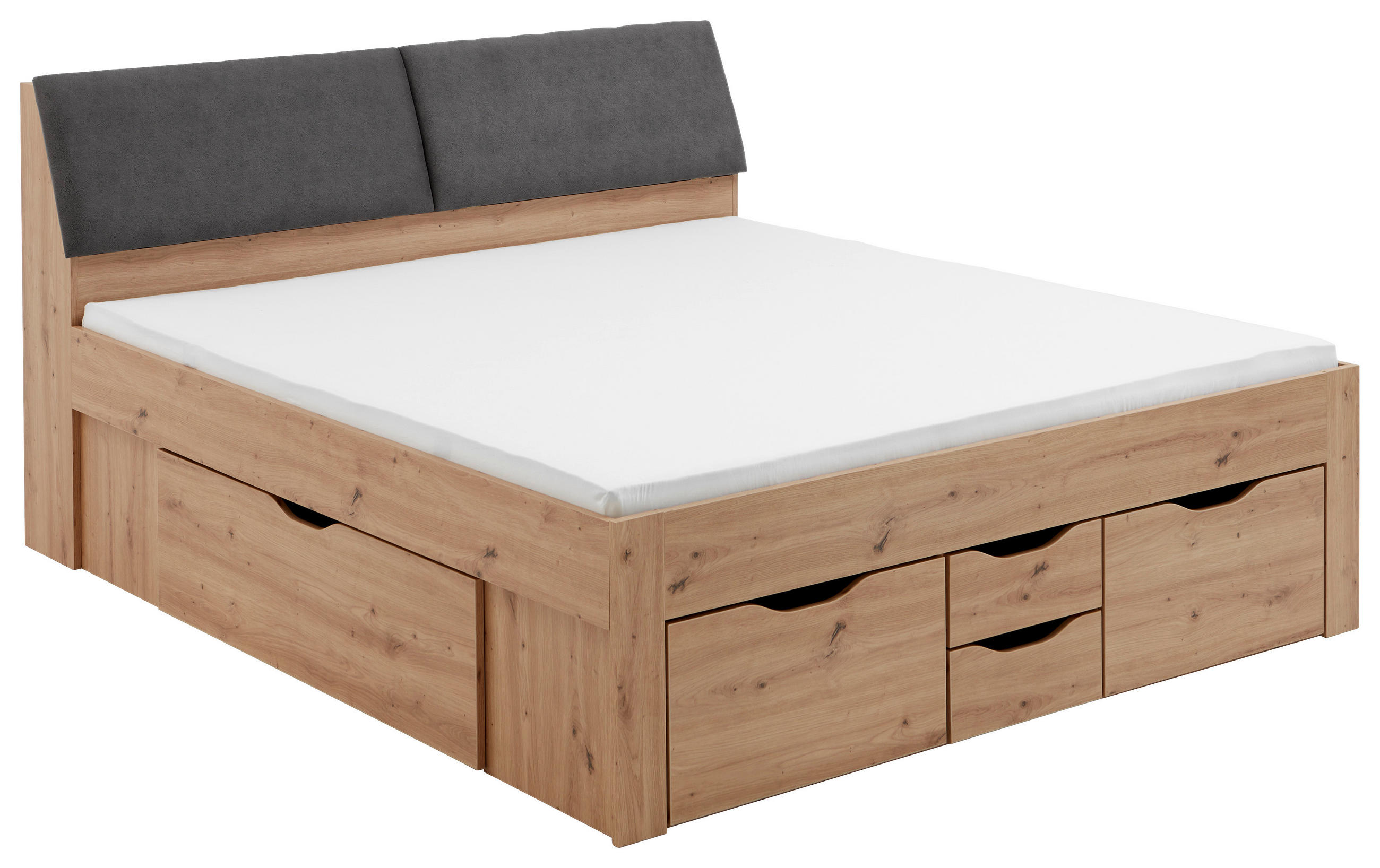 POSTELJA S PREDALOM 180 cm   x 200 cm  , hrast artisan  - siva/hrast artisan, Konvencionalno, leseni material/tekstil (237,5/185,6cm) - Carryhome