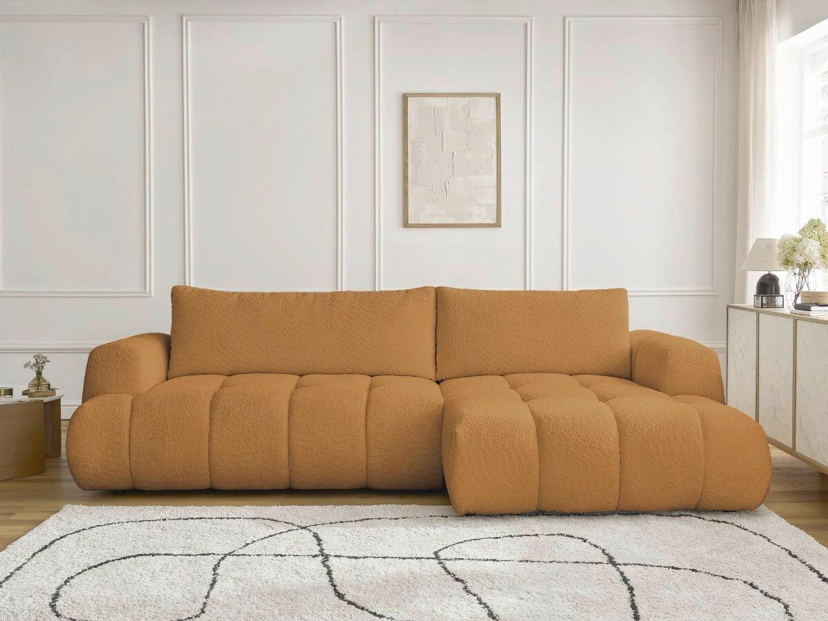 ECKSCHLAFSOFA FUJI Bouclé Gelb  inkl.  - Gelb/Schwarz, MODERN, Kunststoff/Textil (292/160cm)