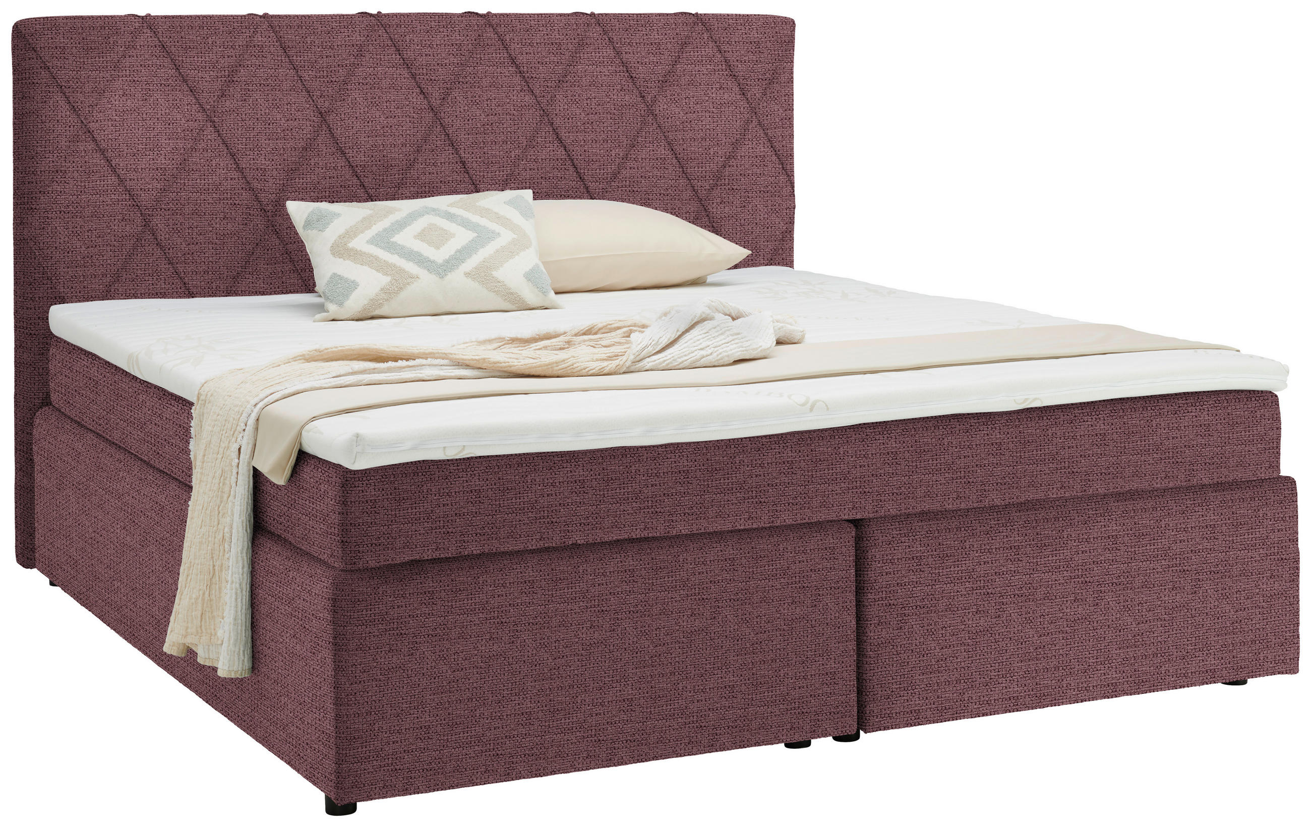 BOXSPRINGBETT 160/200 cm  in Beere  - Beere/Schwarz, Design, Holzwerkstoff/Kunststoff (160/200cm) - Xora