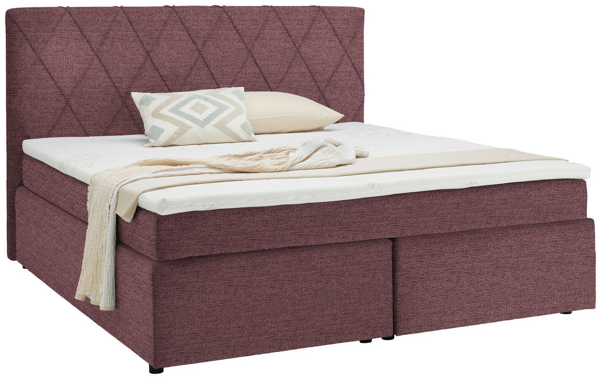 BOXSPRINGBETT 160/200 cm  in Beere  - Beere/Schwarz, Design, Holzwerkstoff/Kunststoff (160/200cm) - Xora
