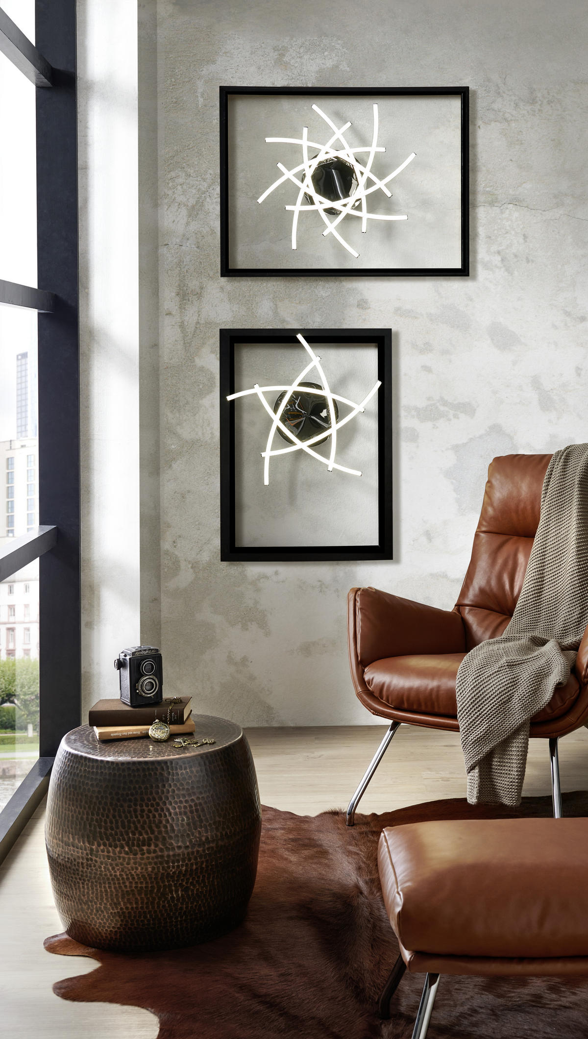 STROPNÍ LED SVÍTIDLO, 50/50 cm  - barvy chromu, Konvenční, kov (50/50cm)