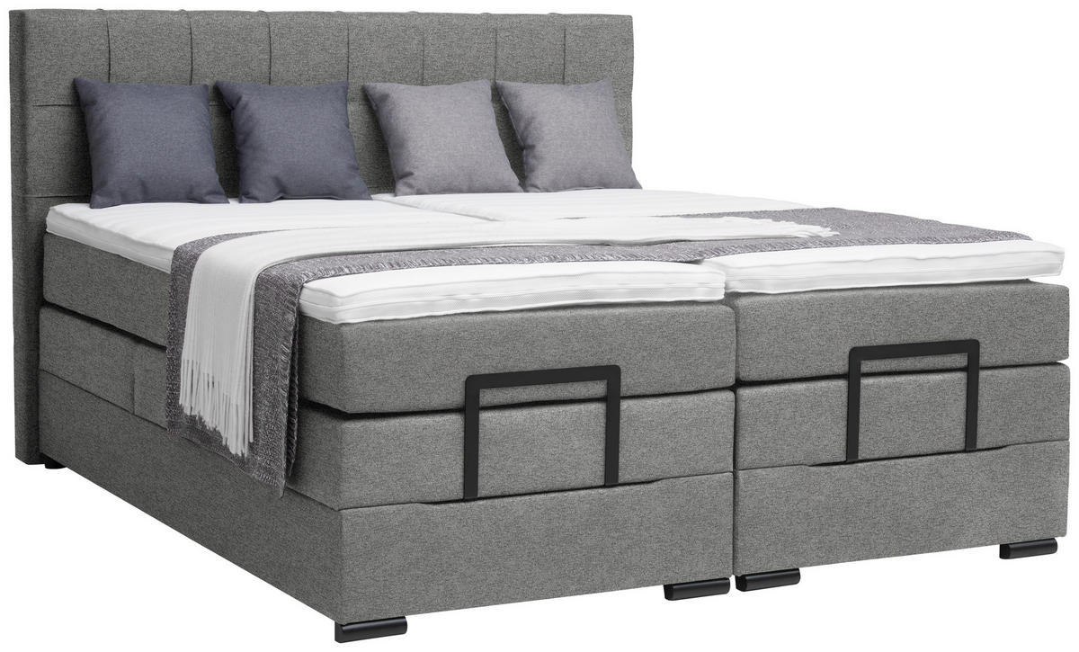 BOXSPRINGBETT 180/200 cm  in Grau  - Schwarz/Grau, KONVENTIONELL, Holz/Holzwerkstoff (180/200cm) - Moderano