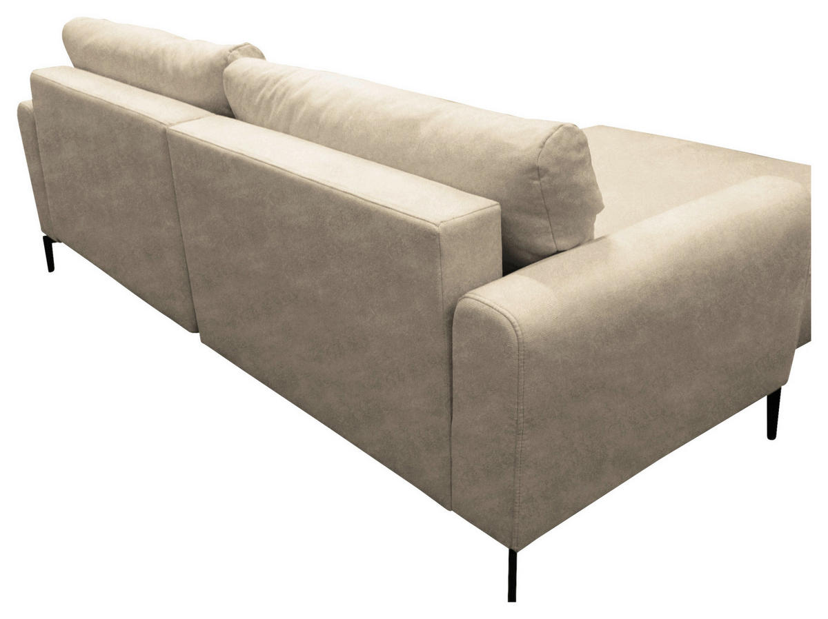 ECKSOFA Beige Flachgewebe  - Beige/Schwarz, Design, Textil/Metall (163/240cm) - MID.YOU