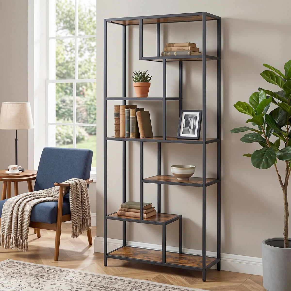 REGÁL, hnědá, černá, 80/180/30 cm - černá/hnědá, Trend, kompozitní dřevo (80/180/30cm) - Boxxx