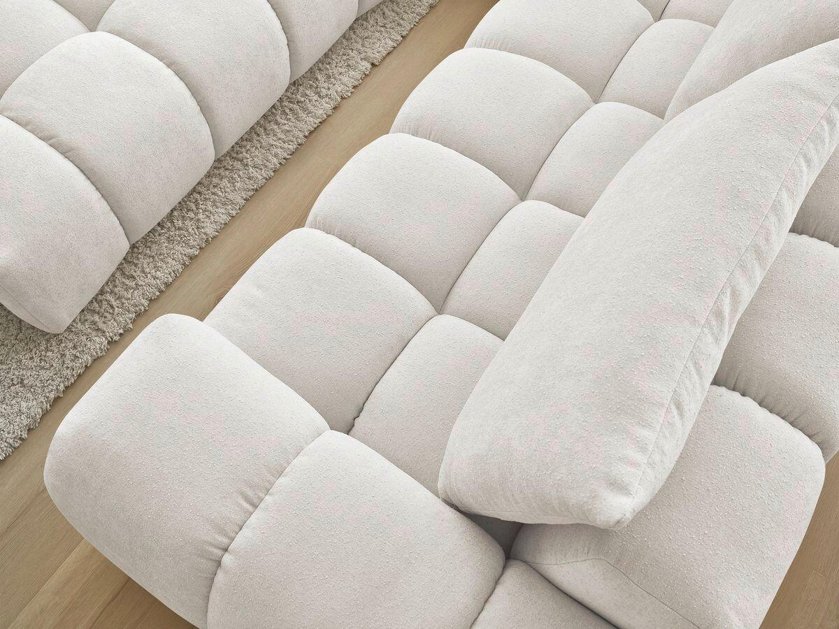 ECKSOFA Ottomane links  EVEREST Weiß Struktur  - Schwarz/Weiß, MODERN, Kunststoff/Textil (352/210cm) - Livetastic