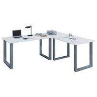 ECKSCHREIBTISCH 190/50/76 cm  in Silberfarben, Weiß  - Silberfarben/Weiß, MODERN, Holzwerkstoff/Metall (190/50/76cm) - MID.YOU