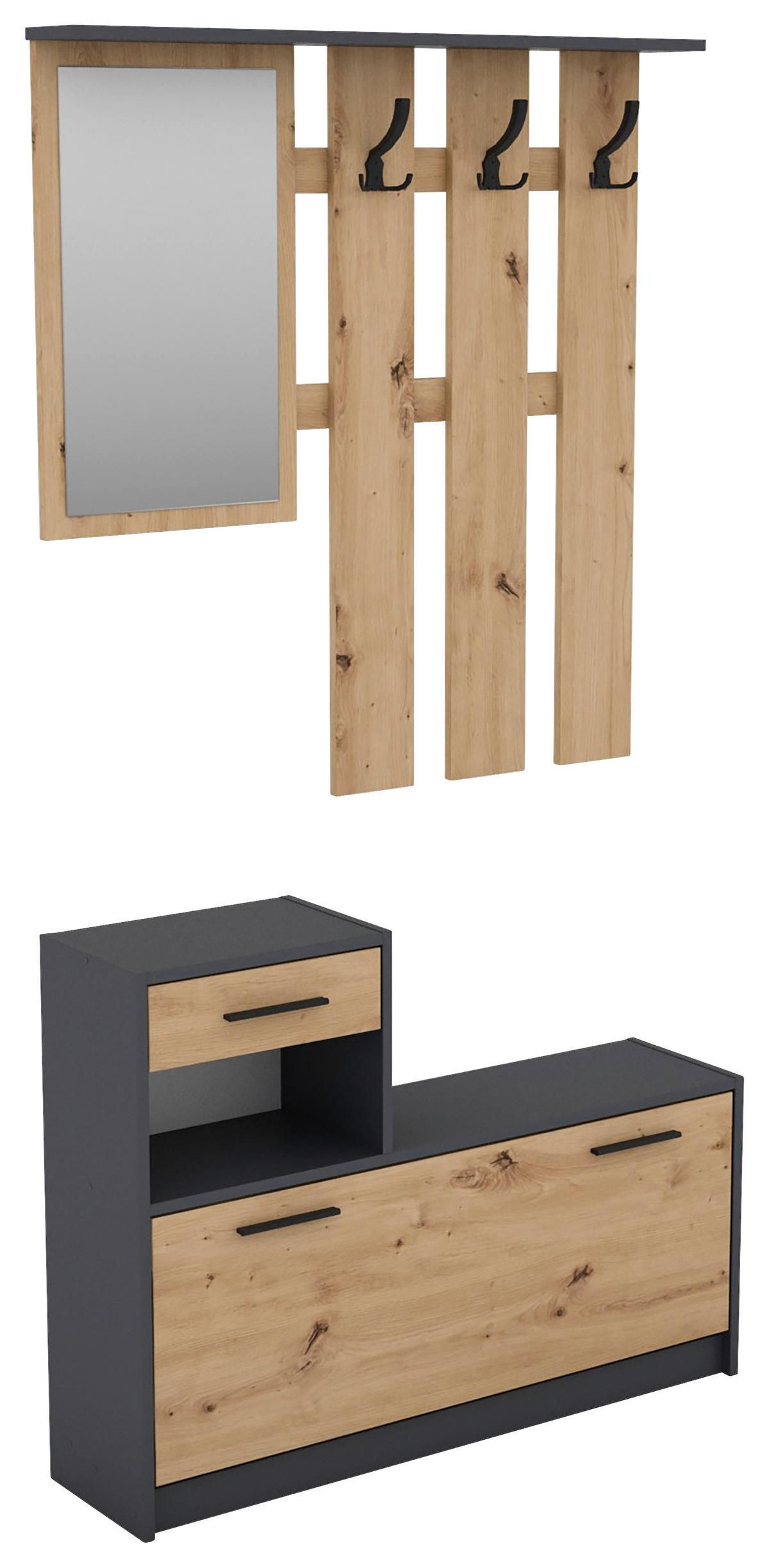 GARDEROBE 2-teilig  in 97/190/25 cm  - Anthrazit/Eiche Artisan, Design, Holzwerkstoff/Kunststoff (97/190/25cm) - Livetastic