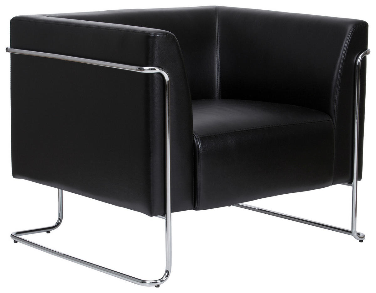 DESIGNSESSEL Lederlook Schwarz    - Chromfarben/Schwarz, MODERN, Textil/Metall (88/74/74cm) - MID.YOU