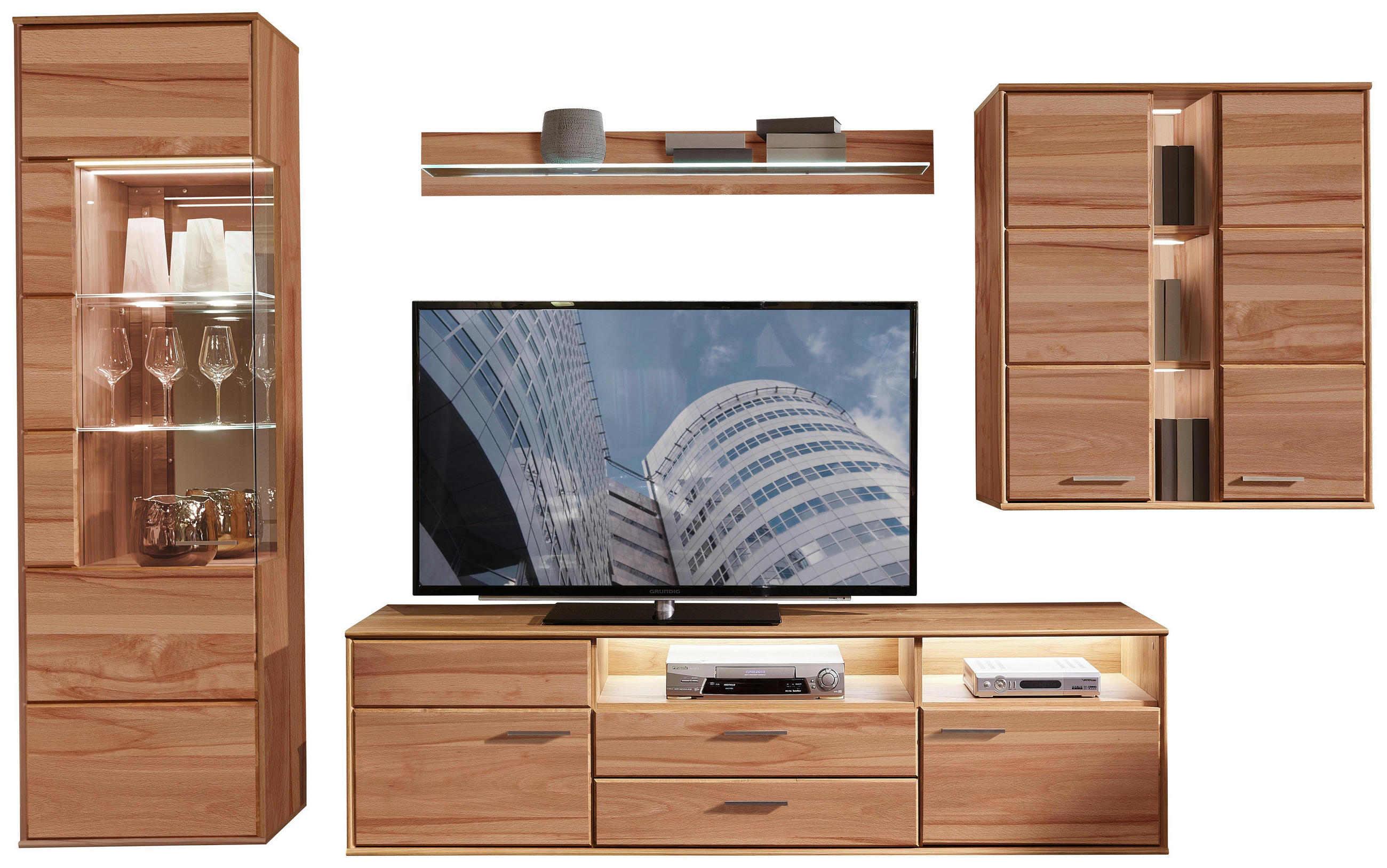 Wohnwand in Buchefarben