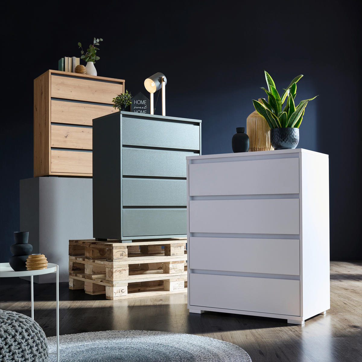 KOMMODE 80/103/48 cm  in Weiß  - Silberfarben/Weiß, Design, Holzwerkstoff/Kunststoff (80/103/48cm) - Carryhome