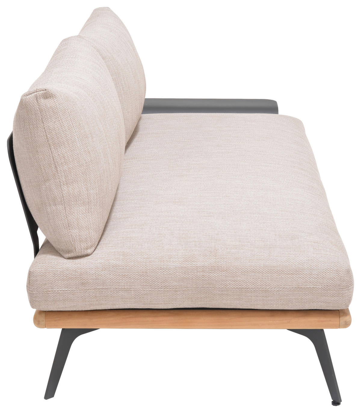 LOUNGEGARNITUR 150/280 cm Aluminium, Stahl  - Greige/Dunkelgrau, Design, Textil/Metall (150/280cm) - Amatio